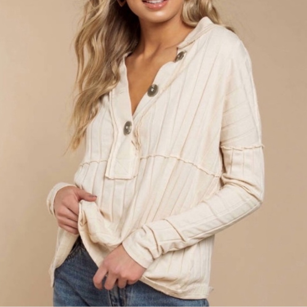 We the Free In the Mix Long Sleeve Henley Cream Small